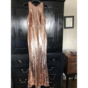 Gold Sequin Long Prom Dress
